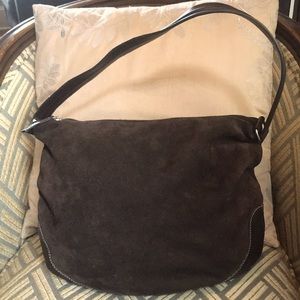 Eddie Bauer chocolate suede & leather shoulder bag